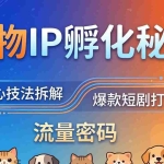 （18207期）动物IP孵化全套秘籍，三大核心技法拆解，打造爆款萌宠短剧，轻松拿捏赛道流量密码