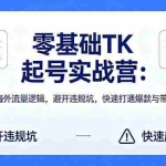 （18189期）零基础 TK 起号实战营：拆解海外流量逻辑，避开违规坑，快速打通爆款与带货闭环