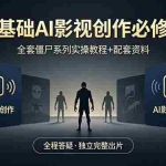 （18185期）零基础AI影视创作必修课，全套僵尸系列实操教程加配套资料，全程答疑带你独立完整出片