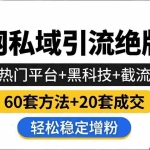 （18169期）全网私域引流绝版课：热门平台+黑科技+截流，60套方法+20套成交，轻松稳定增粉