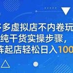 （18152期）拼多多虚拟店不内卷玩法，纯干货实操步骤，矩阵起店轻松日入 1000+