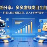 （18250期）躺赚思路分享：多多虚拟类目全自动运营，机器人包办回复发货，月入 1-5W 不是梦