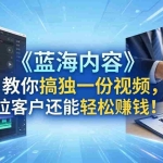 （18301期）做视频卷不动了？《蓝海内容》教你搞独一份视频，拉客户还能轻松赚钱！