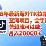 （18387期）海外TK剪映拉新风口，蓝海轻创业，会手机剪辑实操稳赚月入2w+（保姆级课程）