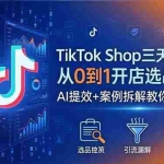 （18365期）TikTok Shop三天实战营2026年5月，从0到1开店选品引流，AI提效+案例拆解教你快速出单