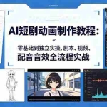 （18351期）AI短剧动画制作教程：零基础到独立实操，剧本、视频、配音音效全流程实战