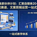 （18478期）精选独家伙伴计划：汇聚自媒体20+类热门变现赛道，文案剪辑运营一站式教学