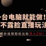 （18472期）一台电脑就能做！AI不露脸直播玩法，照抄流程轻松达标月入2W+