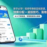 （18470期）新手必学！视频号微信豆投放课，5A 人群 + 预算分配 + 追投技巧，落地即见效