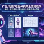 （18455期）广告/动画/短剧AI视频全流程教学，角色一致性控制+镜头运镜+后期合成全覆盖