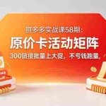 （18395期）拼多多实战课58期：原价卡活动矩阵，300链接批量上大促，不亏钱跑量