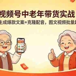 （18396期）视频号中老年带货实战：AI生成爆款文案+克隆配音，图文视频批量起号