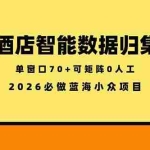 （18500期）酒店智能数据归集，小众蓝海已经稳定半年之久，单窗口70+零成本矩阵开干