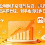 （18576期）从单店盈利到多店矩阵裂变，拼多多虚拟项目全套实操教程，新手也能稳步日入千元