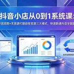 （18555期）抖音小店从0到1系统课：开店流程+无货源代销自有货源三大模式，快速跑通抖店全链路