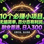 （18647期）10个必赚米的小项目，百分百赚米，无脑简单，副业首选，日入210+
