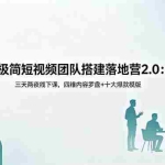 （18672期）极简短视频团队搭建落地营2.0：三天两夜线下课，四维内容罗盘+十大爆款模版