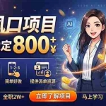 （18691期）AI风口项目，单日稳定800+，旺季单子做不完，简单好做，提供派单资源