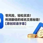 （18721期）零风险，轻松买卖！利润翻倍的域名交易秘籍！【原创双语字幕】