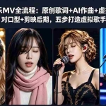 （18710期）AI音乐MV全流程：原创歌词+AI作曲+虚拟人设+对口型+剪映后期，五步打造虚拟歌手