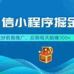 （18762期）微信小程序掘金，做好前期推广，后期每天躺赚300+