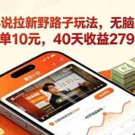（18751期）番茄小说拉新野路子玩法，无脑怼视频，每单10元，40天收益27950