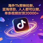 （18837期）海外Tk剪映拉新，蓝海项目，人人都可以做，单条视频封顶20000+