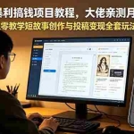（18913期）AI小说暴利搞钱项目教程-更新，大佬亲测月入1-3万，从零教学短故事创作与投稿变现全套玩法