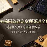 （19123期）170w粉博主同款追剧变现赛道全套课，选剧+文案+剪辑全套教学，解锁精选伙伴收徒三重收益