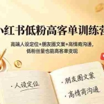 （19105期）小红书低粉高客单训练营：高端人设定位+朋友圈文案+高情商沟通，低粉丝量也能高客单变现