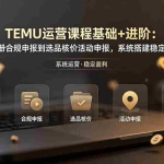 （19081期）TEMU运营课程（基础+进阶）：从店铺注册合规申报到选品核价活动申报，系统搭建稳定盈利店铺