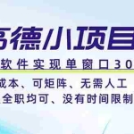 （19070期）高德小项目，一款软件实现单窗口+、零成本、可矩阵、零人工、兼职全职均可、没有时间限制
