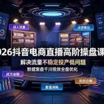 （19159期）2026抖音电商直播高阶操盘课程，解决流量不稳定投产低问题，数据复盘千川投放全盘优化