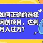 （19176期）如何正确的选择网创项目，达到月入过万？，本课程教你正确选择项目。