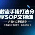 （19202期）截流手搓打法分享SOP文档课，抖音小红书视频号丨精准截流，快速获客，低成本高转化