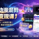 （19311期）抖音动漫混剪解说变现课：双增量精选打法｜AI深度文案｜花字封面剪辑｜ 精选与独家签约日入1000+