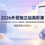 （19276期）2026外贸独立站高阶课·域名服务器部署｜Elementor页面定制｜询盘双轨B端建站全套实操教程