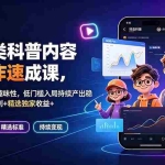 （19234期）卡通类科普内容制作速成课，兼具专业性与趣味性，低门槛入局持续产出稳拿平台伙伴计划+精选独家收益