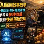 （19360期）某大佬的AI民间故事教学，伙伴计划+光合计划+分成计划+收徒商单等多种收益，跟着实操就能快速落地变现