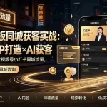 （19320期）实体老板同城获客实战：轻人设IP打造×AI获客，低成本撬动抖音视频号小红书同城流量
