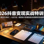 （19419期）2026抖音变现实战特训课：三维定位体系｜人设打造｜像素拆片数据复盘全套爆款落地教程