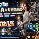 （19437期）AI育儿真人短剧变现课：AI写剧本×AI生成画面×零成本产出×伙伴计划×分成计划×光合计划×商单收徒