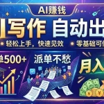（19614期）AI写作自动出稿，教育一单500+，派单不愁，月入2W