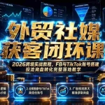 （19611期）外贸社媒获客闭环课｜2026跨境实战教程，FB与TikTok账号搭建投流询盘转化完整落地教学