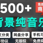 （19682期）1500首纯音乐免版权音乐包，中文分类，自费购买素材，抖音快手自媒体音效素材资源