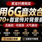 （19764期）某宝付费购买，常用6G音效合集！970+首宣传片背景音乐，无版权可商用大气素材，分类清晰，高质量内容