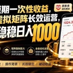 （19915期）拒绝短期一次性收益，多多虚拟矩阵长效运营，每天稳稳日入 1000