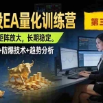 （19737期）AI智投EA量化训练营第三期，多策略智投+防爆技术+趋势分析 ，小白轻松上手，矩阵放大，长期稳定，日入500U。