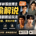 （20109期）快手174W粉丝博主小瑜解说AI短剧漫剧搬运玩法，可以做磁力聚星、荧光计划等