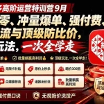 （20155期）拼多多高阶运营特训营9月：快速破零、冲量爆单、强付费、自然流与顶级防比价， 顶级玩法，一次全学走